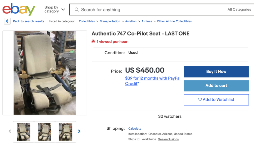 747 venduto ebay