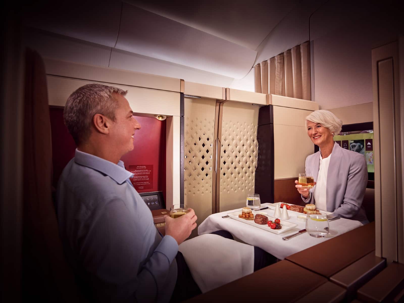 first class couple dining