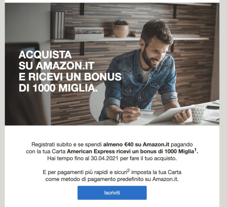 Spendi 40€ su Amazon e ottieni 1000 punti Membership Rewards