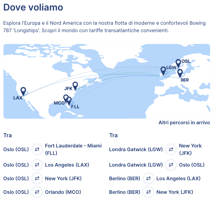 collegamenti Norse Atlantic Airways