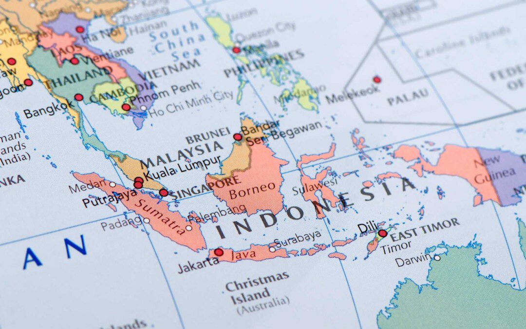 cartina geografica con in evidenza l'Indonesia introduce il visto elettronico all'arrivo